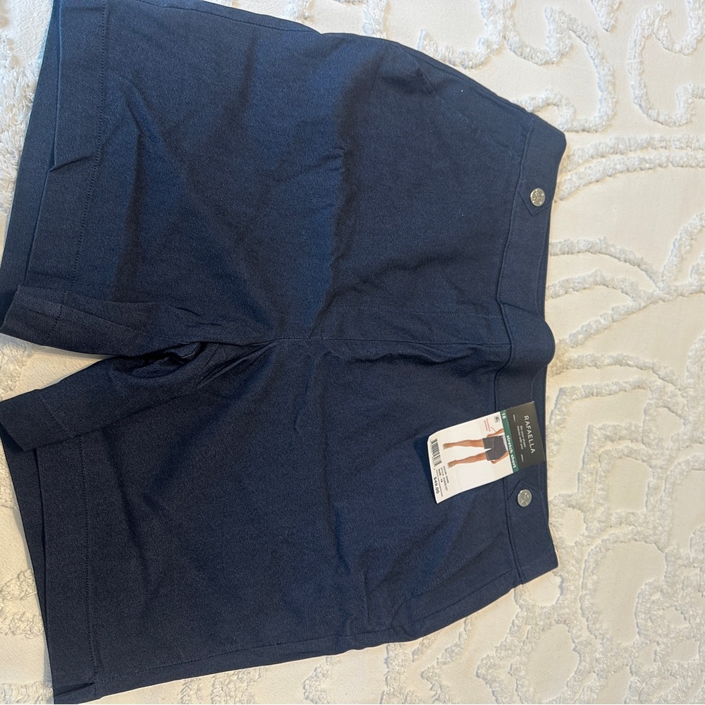 Rafaella Dark Blue Flat Front Shorts
